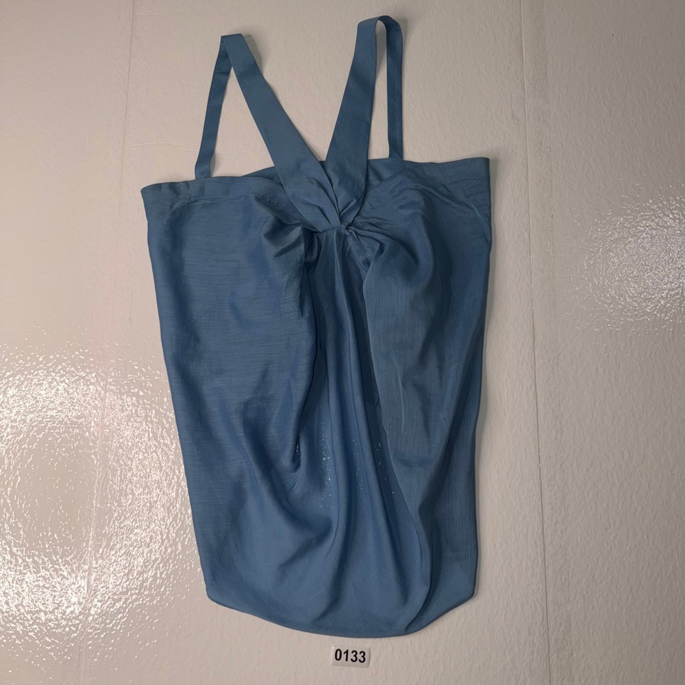Seven For All Mankind Blue Draped Knot Front Sleeveless Tank Top Medium